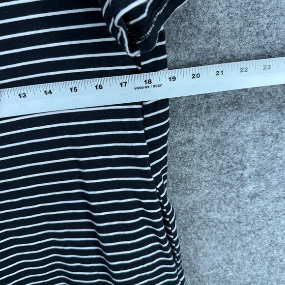 Unbranded Dress Women S Small Black Striped Shift Midi Short Sleeve Cotton - Picture 5 of 7